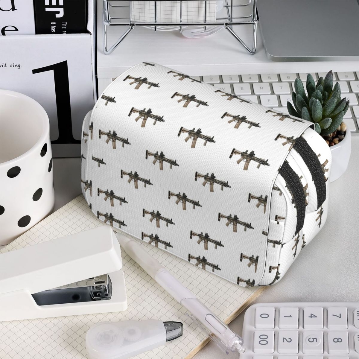 AR-15 Tan Camo Gun - White Pen - Tan Stationery & Office Supply review and price